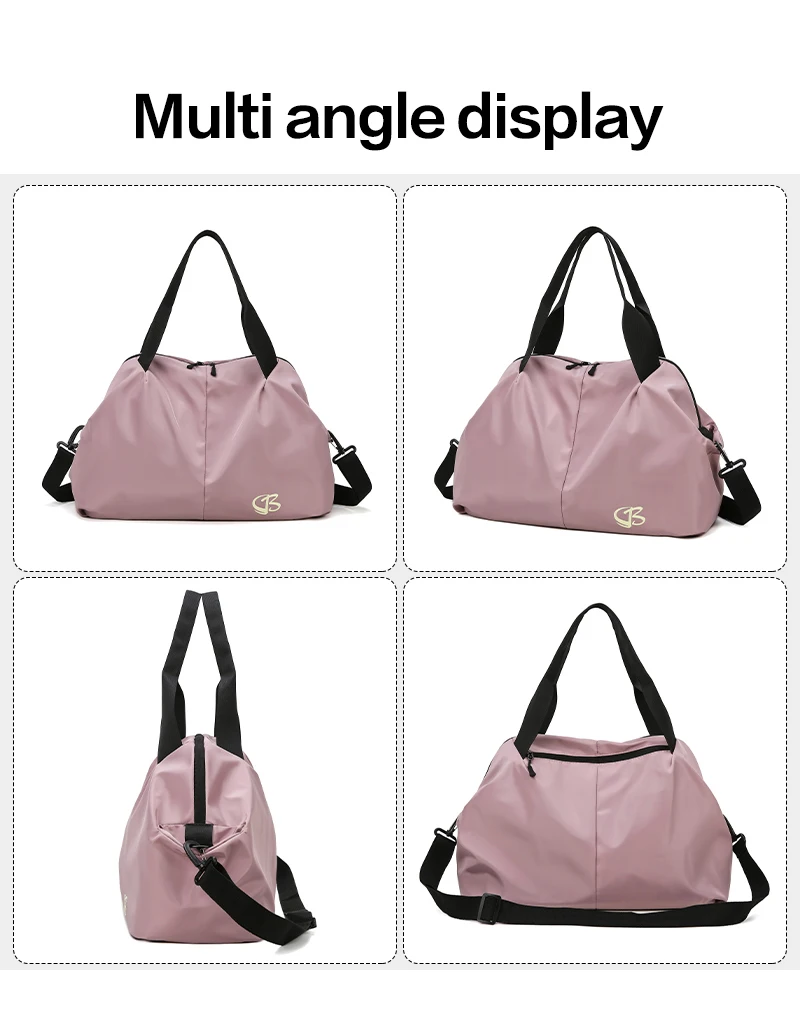 Amazon hot selling fashion Nylon Waterproof women Pink Weekend Gym Travel Bag tot Duffel bag with computer interlayer