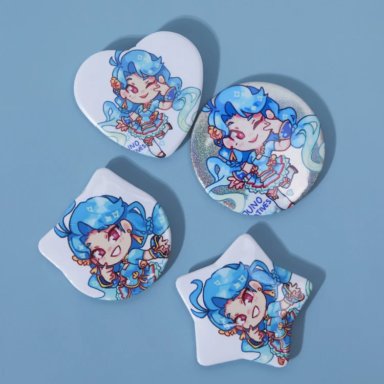 Juno Creative  promotion souvenir custom tinplate star shaped badge buttons with safety pins