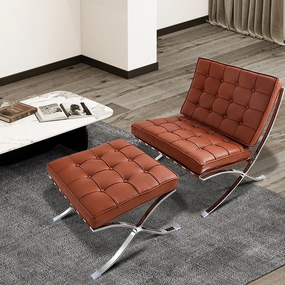 Factory Direct Sale Lounge Chair Modern Metal Leather Leisure Chair Ergonomic Soft Comfortable Chair for Office