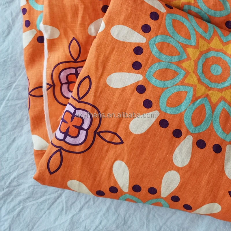 extra wide digital printed linen wholesale fabric bedding home textile cloth washed flax 270-275cm width blackout curtain linen