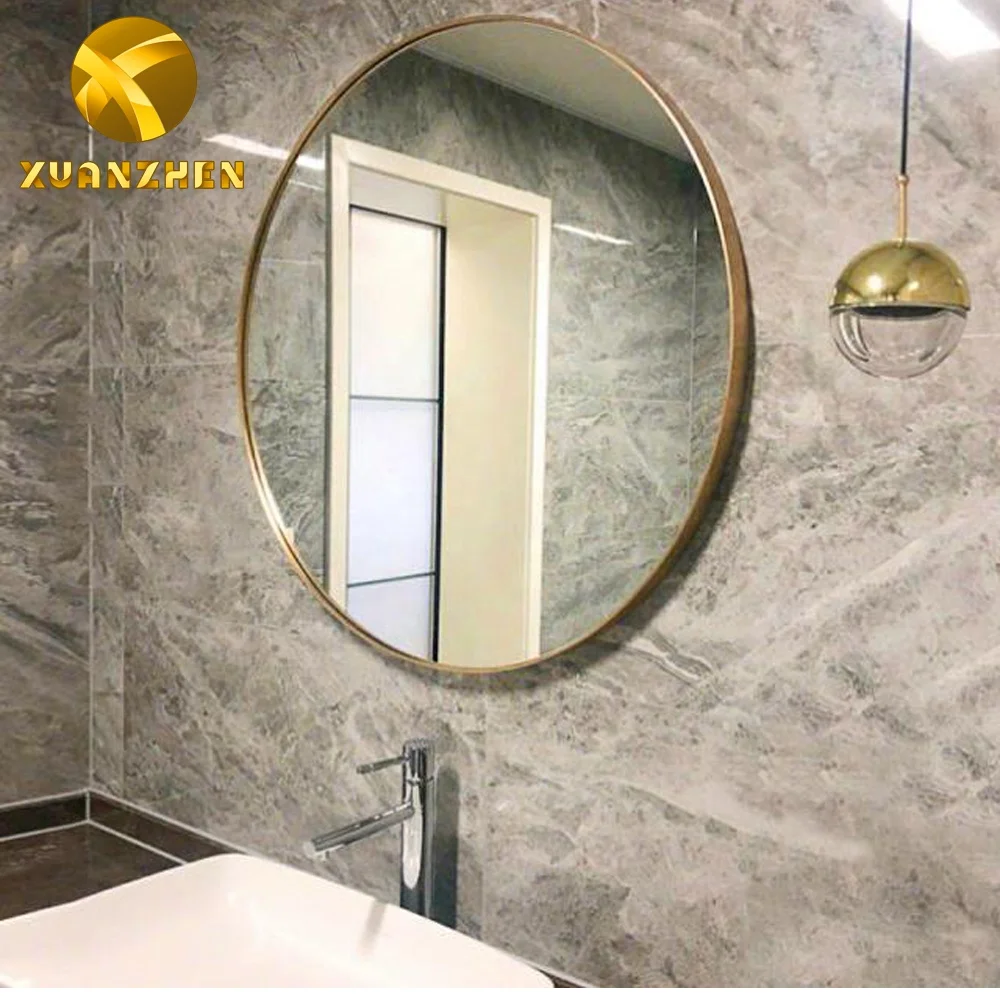 Home furniture modern gold metal bath mirrors decor wall mirror stainless steel luxury round mirrors for sale