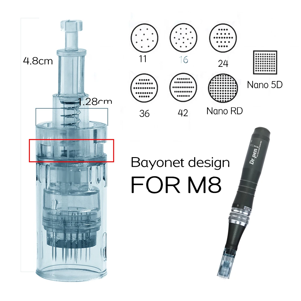 Лидер продаж микро-Иглодержатель Derma Pen M8 картридж 11/16 /24/36/42 pin/Nano Round/ Nano 5D