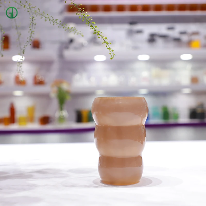Custom opal pink colored eco friendly espresso borosilicate glass mug drinking glass coffee cup tea cup