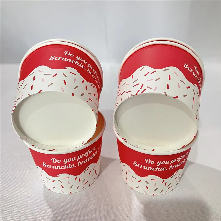 Wholesale custom cups recyclable Disposable ice cream with lid paper ice cream cup