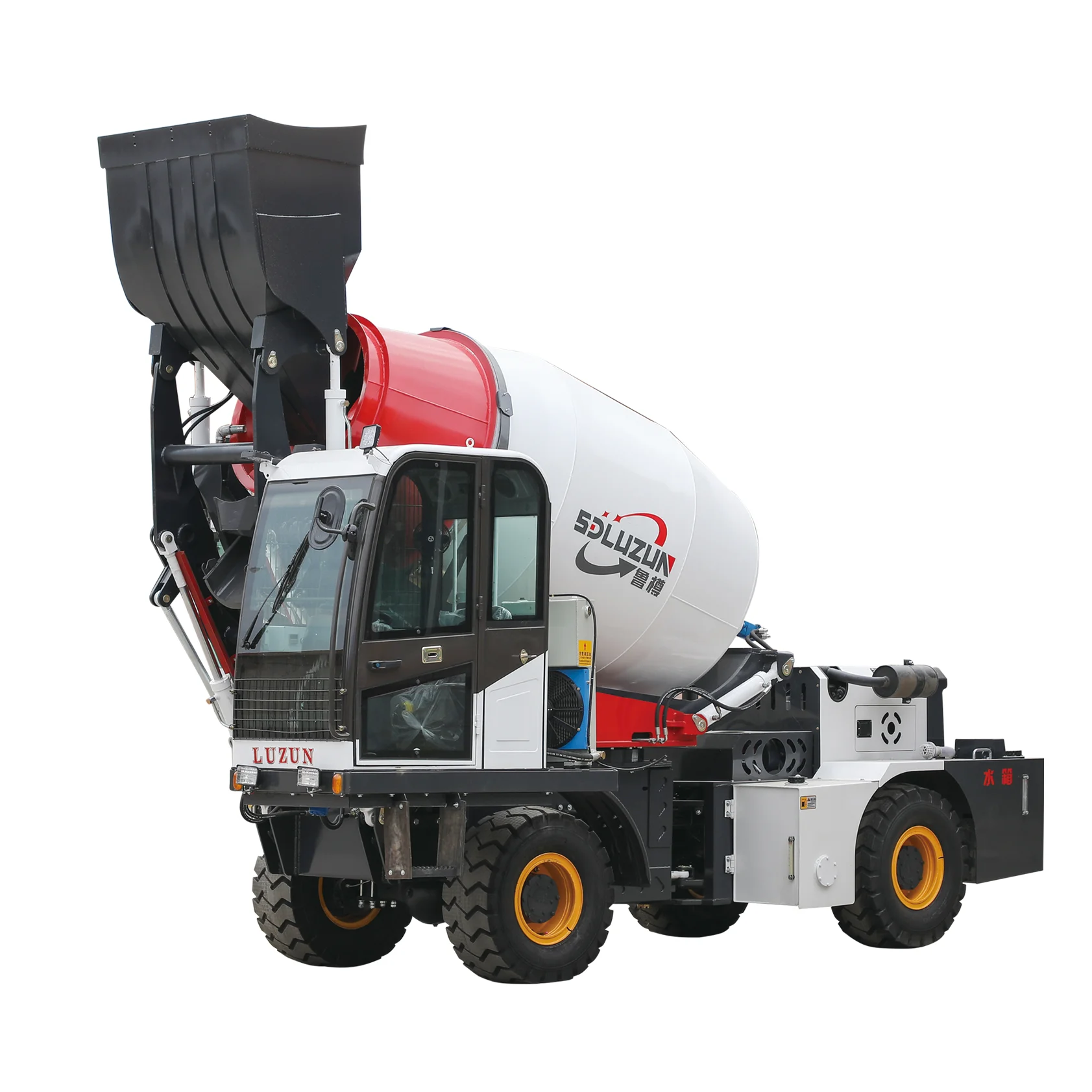 LUZUN factory direct sale 2cbm 2.4cbm diesel engine self loading concrete mixer truck