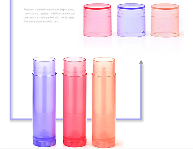 New cosmetic packaging 5g PP plastic black white clear lipstick tubes / lip balm lipstick container / empty mouth wax tube