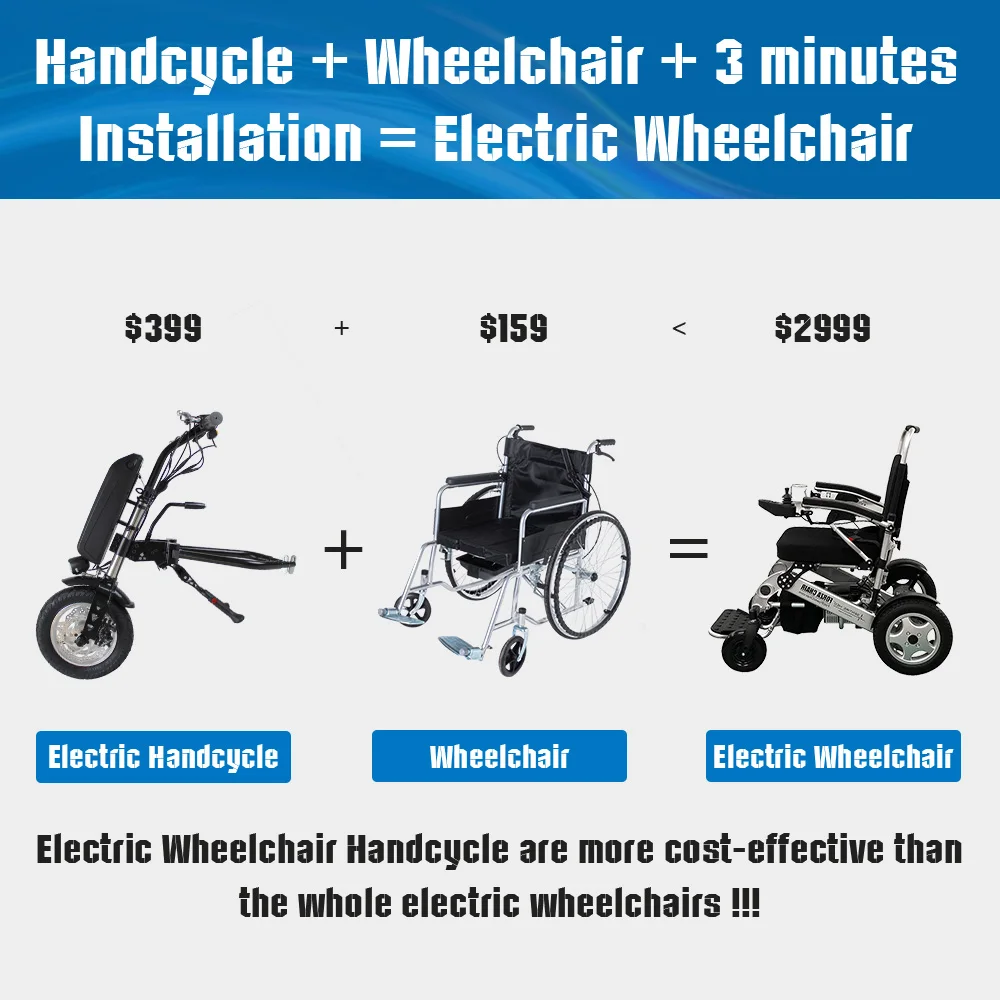350W 250W 36V Electric Handcycle Attachment for manual Wheelchair