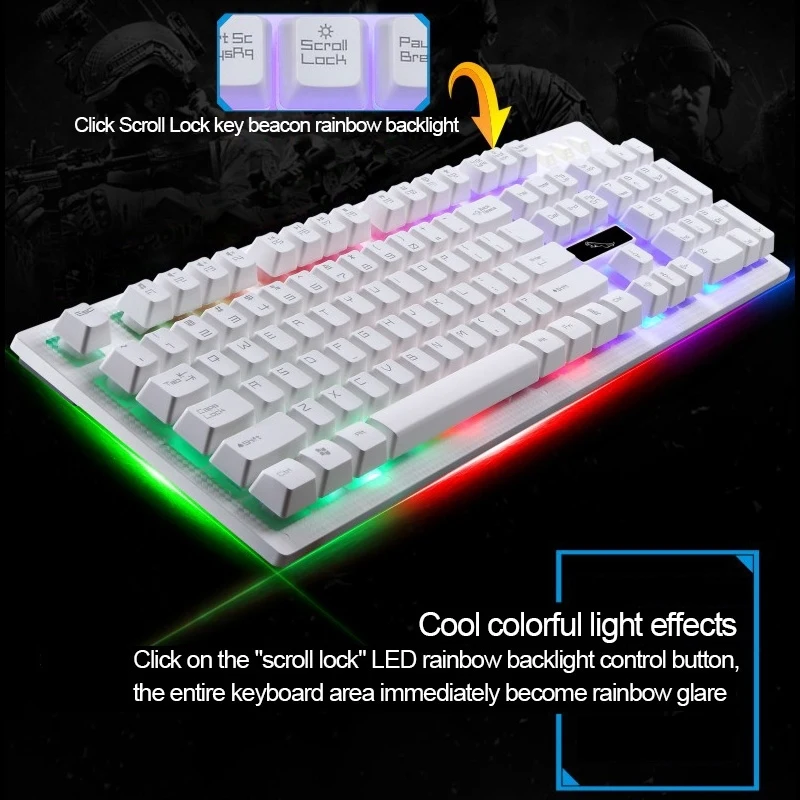 ZGB G20 1600 точек/дюйм профессиональная Проводная RGB подсветка Механическая подвесная клавиатура + оптическая мышь комплект для ноутбука