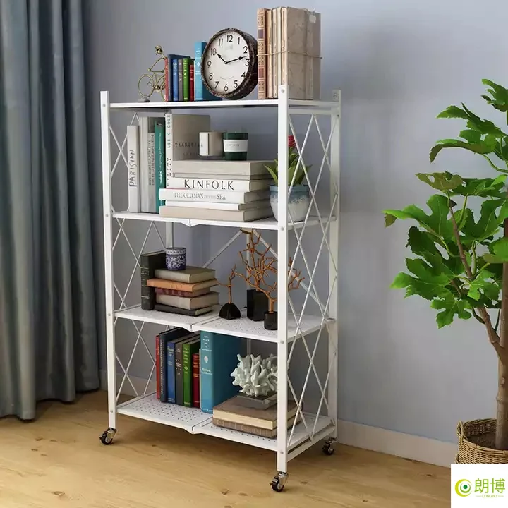 Wholesale Kitchen Storage Foldable Storage Rack Kitchen Display Rack Shelf with Wheels Storage Holders Racks Customized Logo