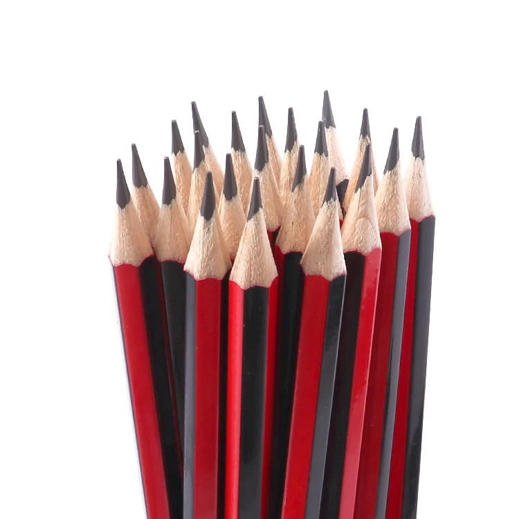 Foska Office Writing Products Cheapest Hexagonal Classic Blue & Red Surface HB Wood Pencil Set for Stationery Supplier