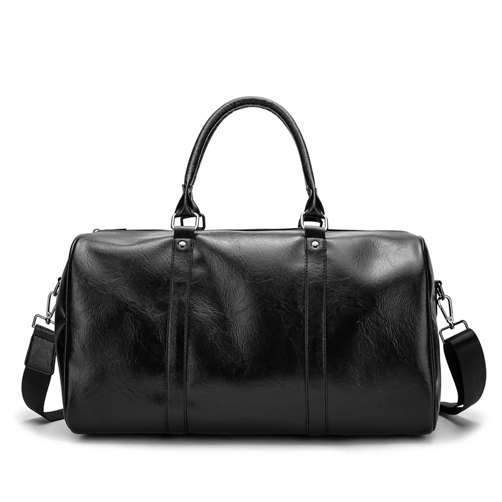 Large Capacity PU Leather Duffel Bag High Quality Fitness Waterproof Gym Luggage Foldable Travel Bags For Men
