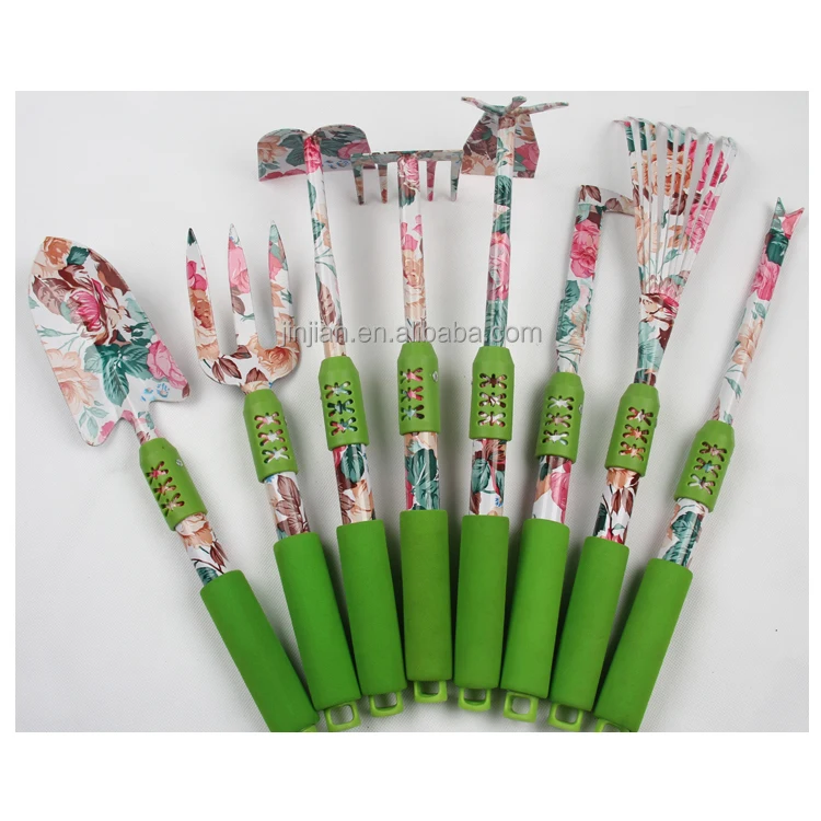 
Custom household 8 piece garden trowel frok hoe rake cutter weeder leaf rake tool set 