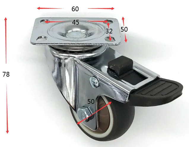 Newest Hot Sale Custom 2 Inch TPR Wheel Castor 50 mm Rubber Swivel Furniture Caster Wheels with Bearing