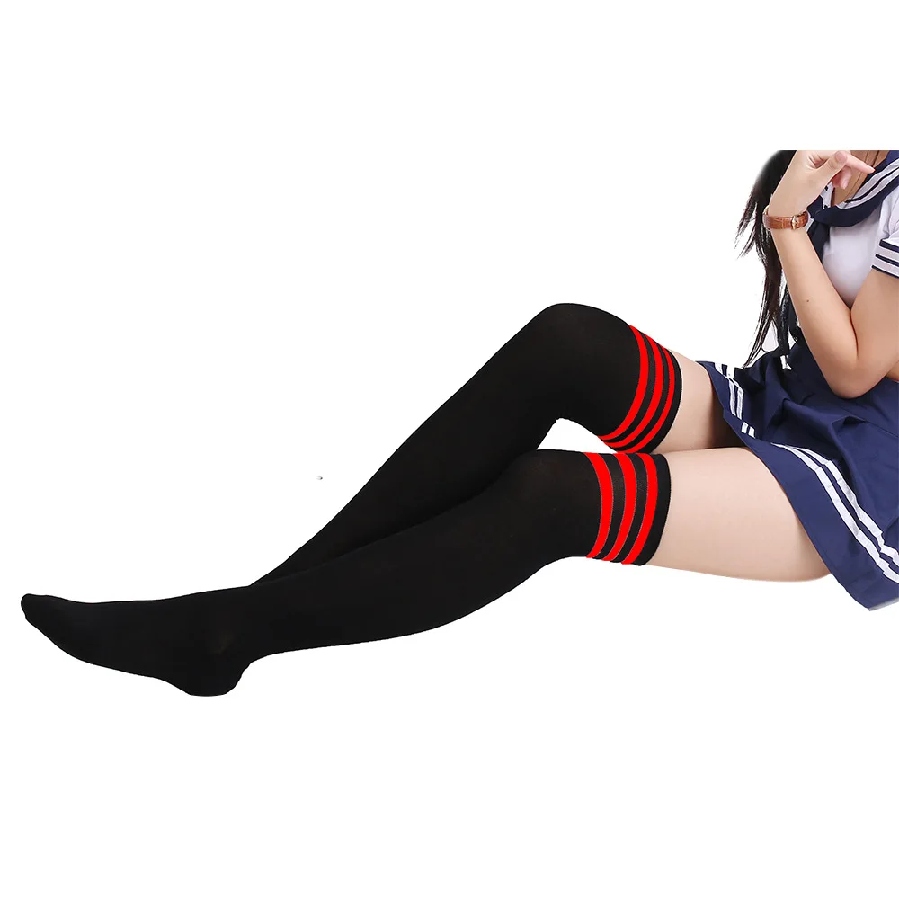 
College wind cotton striped stockings over the knee high socks student socks 