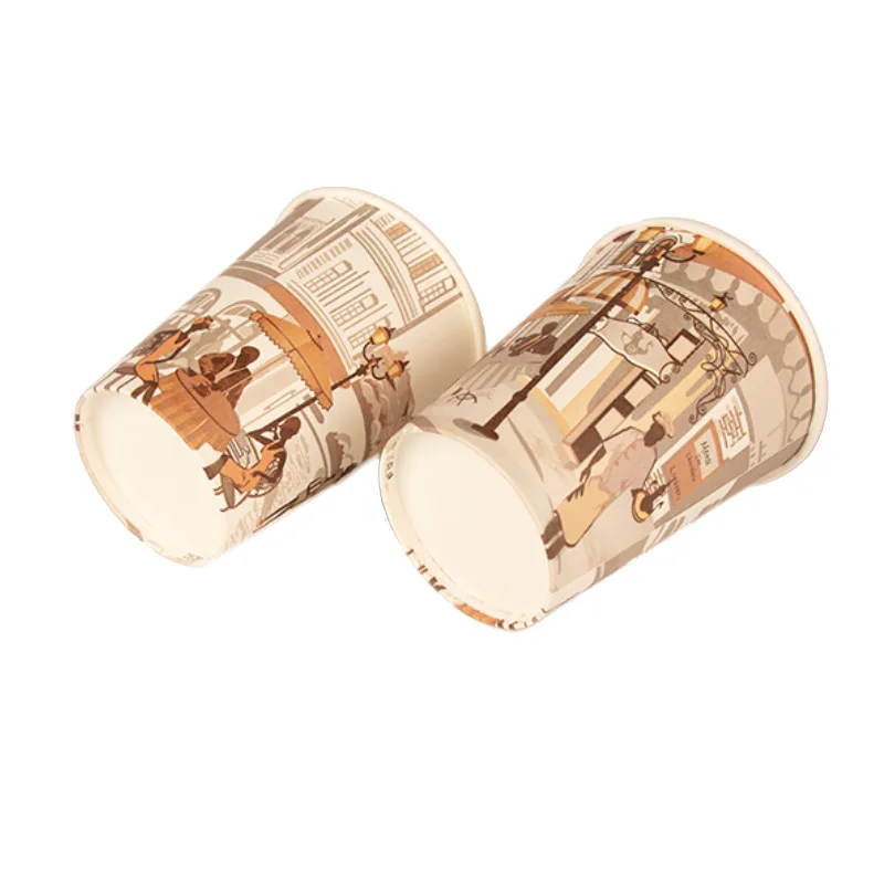 Paper Cup Hot Coffee  Disposable Cups Cafes With Lids Customization Printing Single Wall Paper Cup