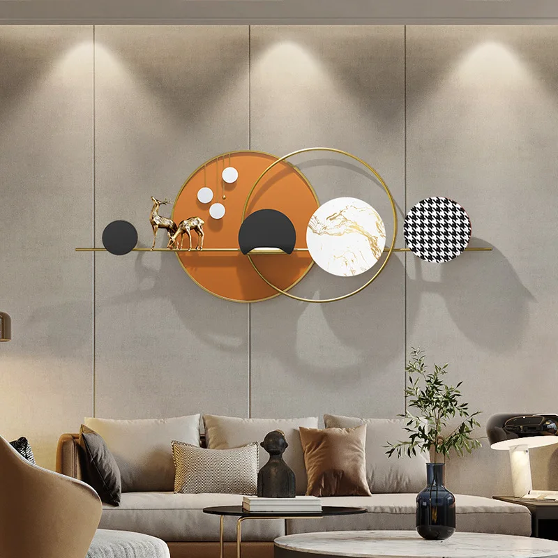 Phuc Loc Nordic living room sofa background wall decoration modern simple dining room mural Metal craft decoration