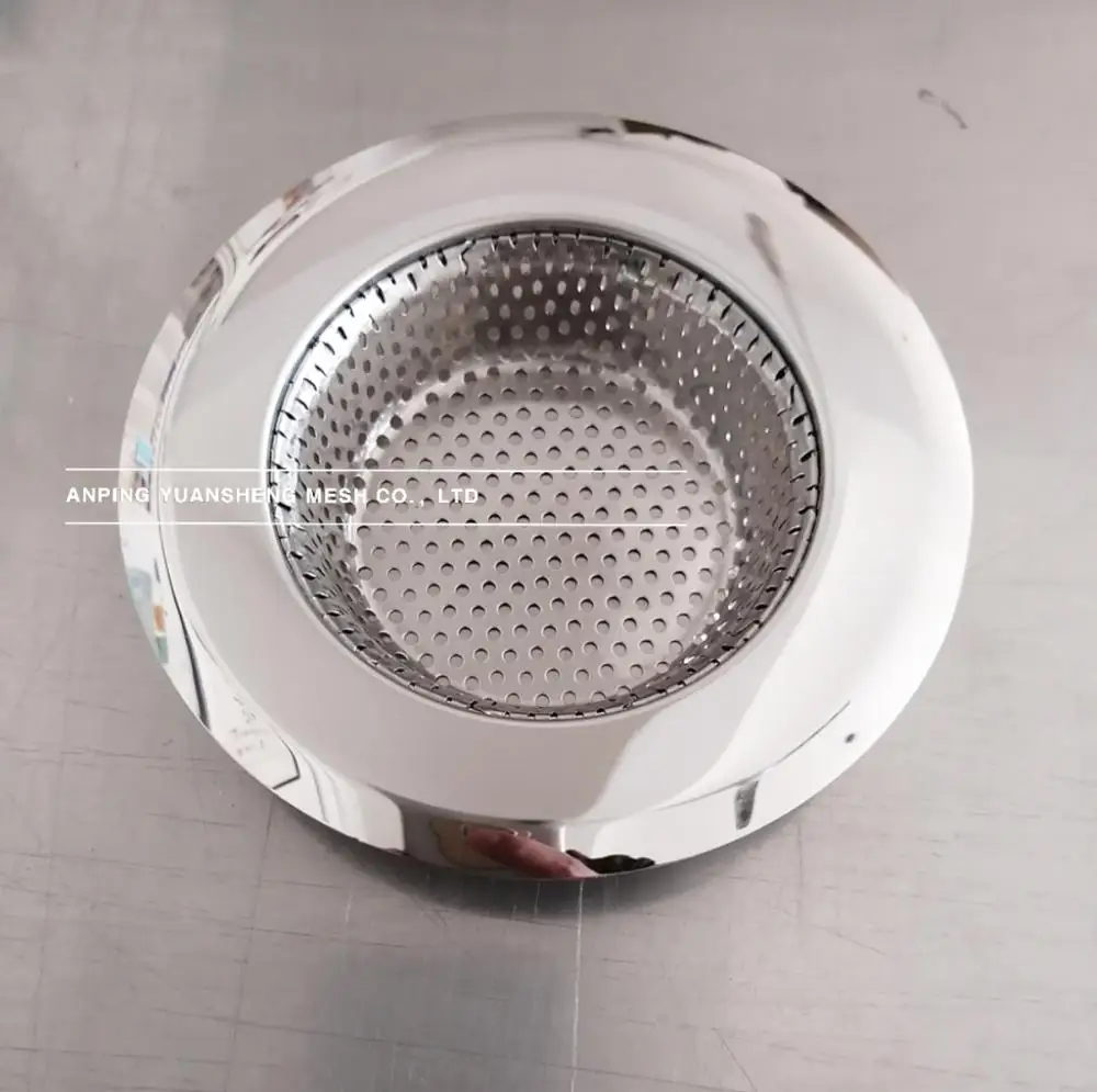 Anti-clogging stainless steel perforated basket sink filter disposal stopper