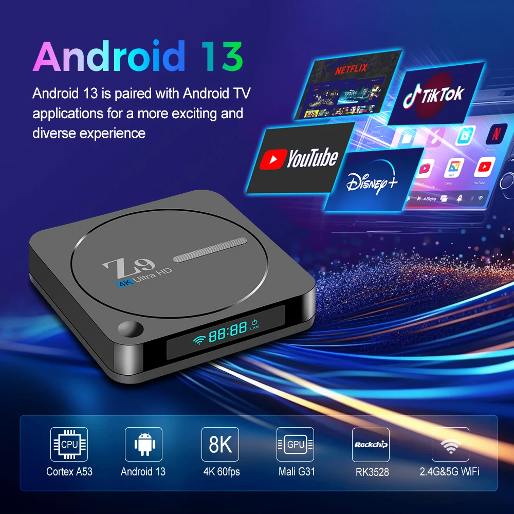 Android Tv Box 13.0 Smart TVBox RK3528 2.4G/5Ghz Wifi HDR 8K  Media Player Set Top Box tv box