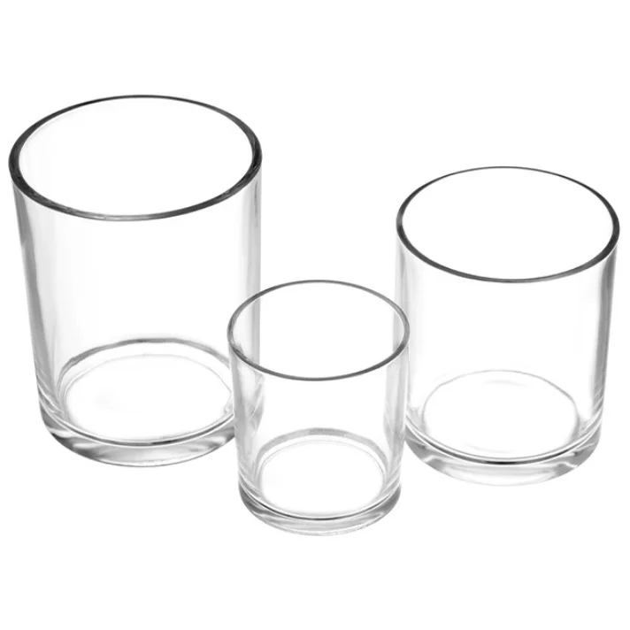 Multi-Size Cylinder Square Empty Clear Transparent Candle Jars For Candle DIY