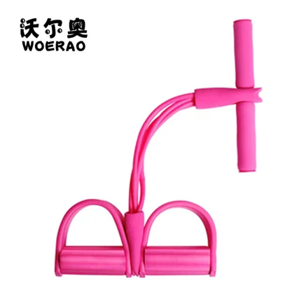 TPE customized 4-tube sit up rope expander Pull Rope Bands Foot Pedal Rally Thin Waist Weight Reduction Pedal resistance belt