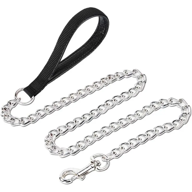 Wholesale Chew Proof Metal Heavy Duty Dog Chain Leash  with Soft Padded Handle