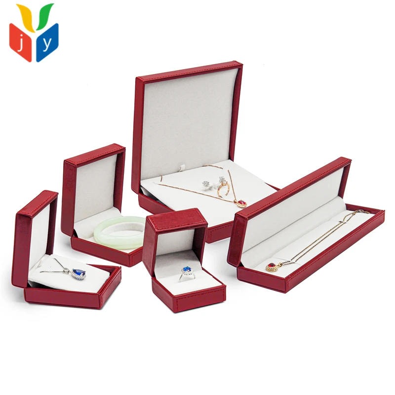 custom black white pu leather ring jewelry box necklace set jewelry box with logo