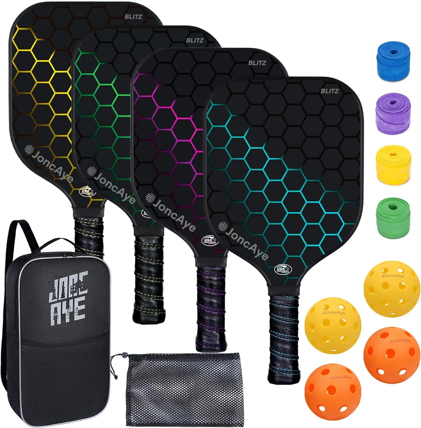 Pickleball-весла-набор из 4 или 2 ракеток с шариками и мешком USAPA одобрен аксессуарами стекловолокна/графита набор