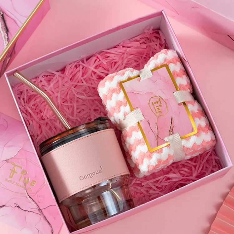 Nice Pink green blue yellow gift box for girl with glass cup and notebook umbrella sets 2022 gift ideas Best Wedding  Gifts