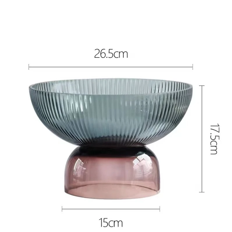 round Glass Pedestal Decorative Fruit and Salad Bowl Centerpiece for Kitchen Display Fruit Bowl Set