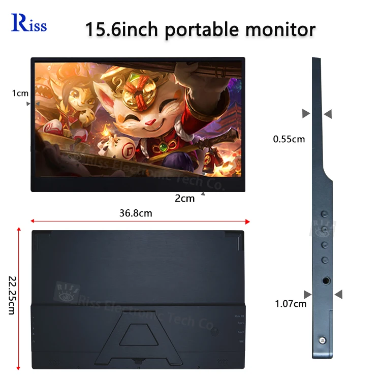 OEM ODM 15.6 Inch Portable Laptop Touch Monitor with Type-c Port for Laptop Pc Mobile Phone