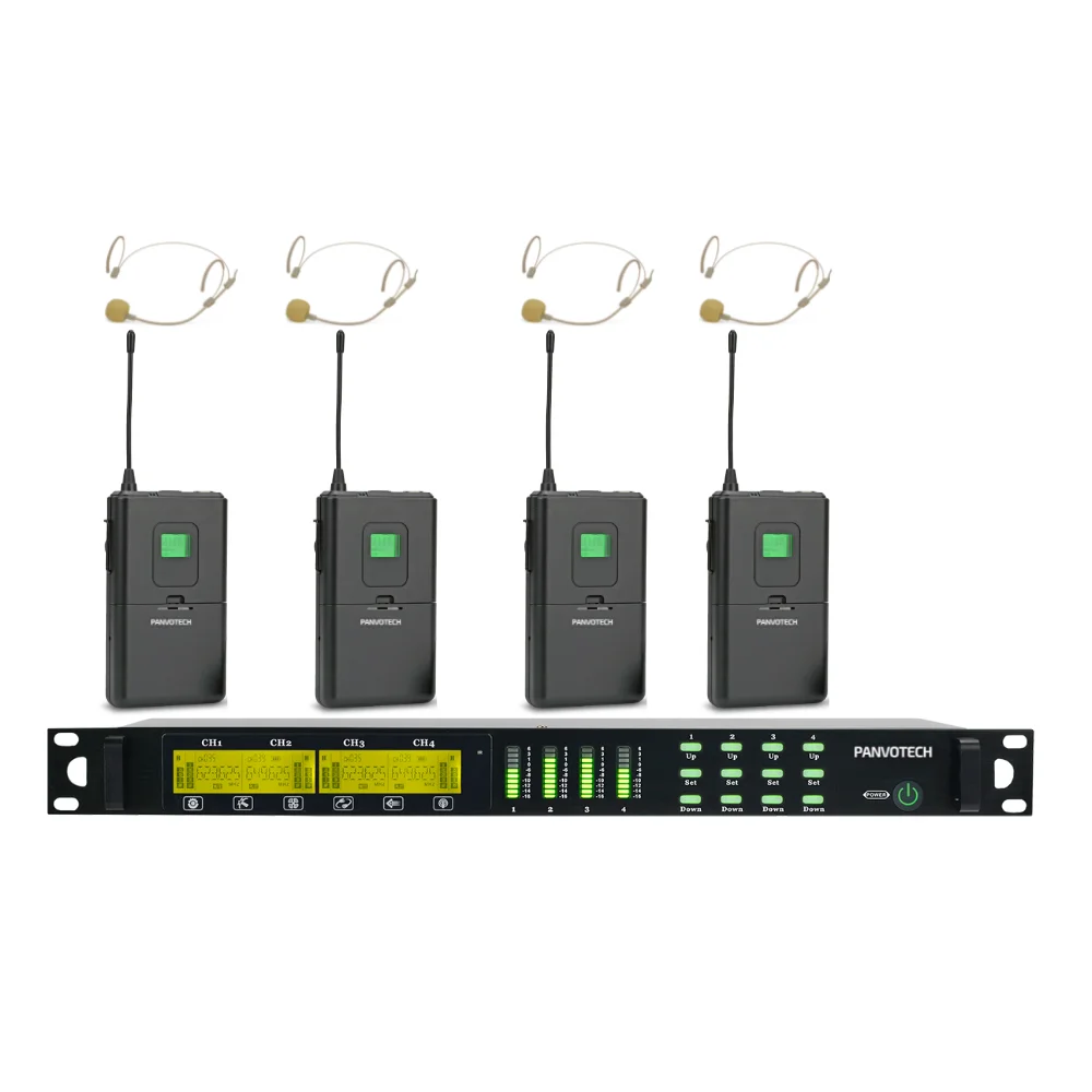 Panvotech professional uhf 4 channels wireless lavalier microphone