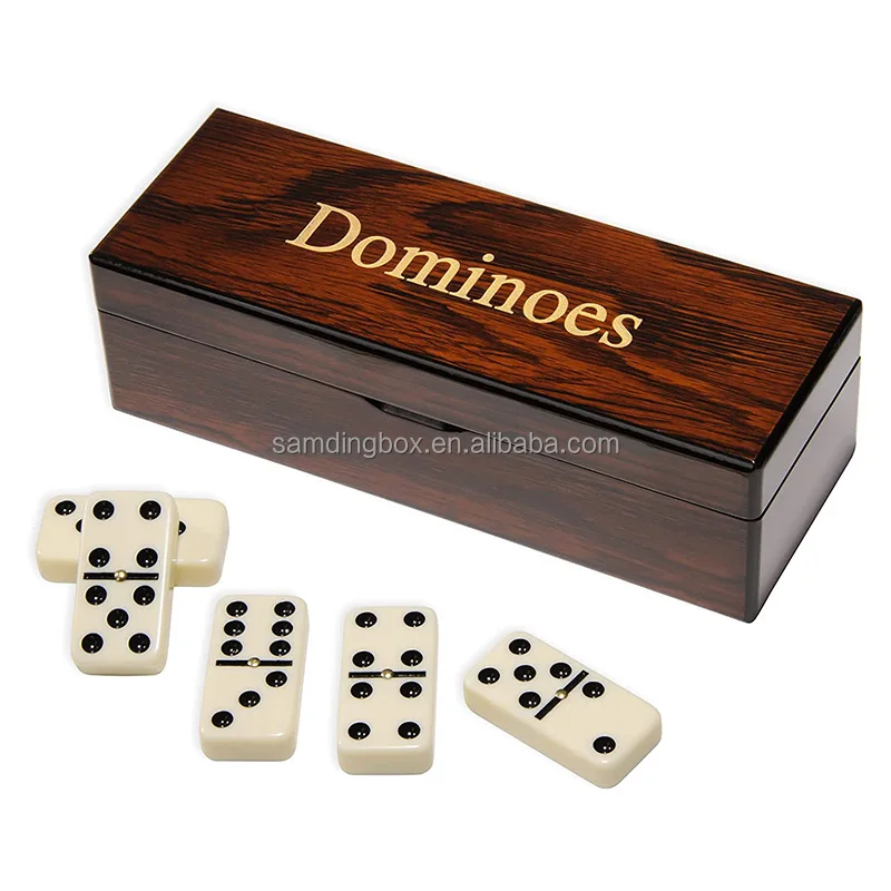 Samding Ivory Domino Sets 28Pcs Wooden Customs Printed Domino Set Domino Wooden Box