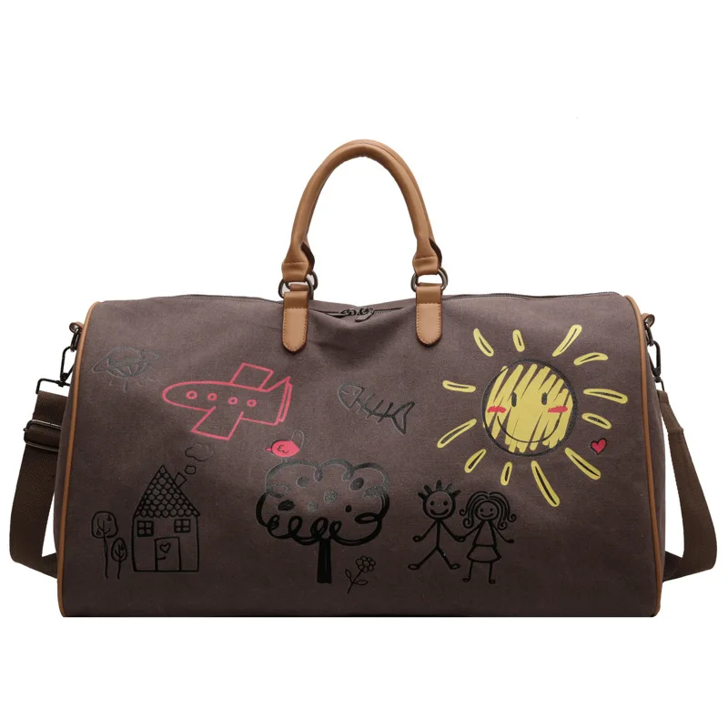 Cute fashion women canvas travel weekend multi functional men sports cheap duffle gym bag
