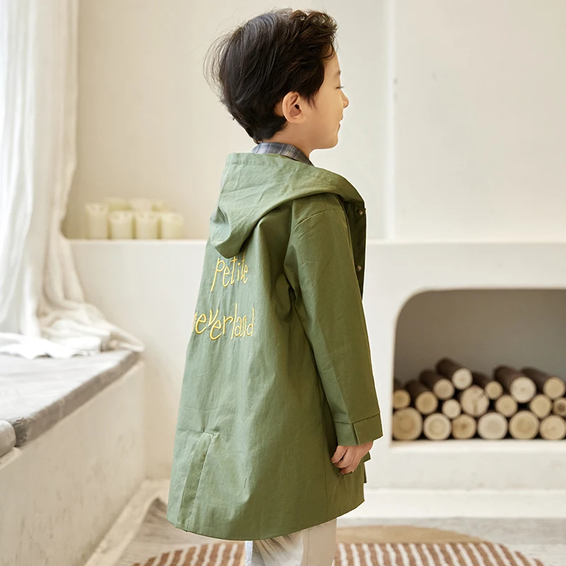 Горячее надувательство amaon 100% из хлопка для мальчиков плащ-Тренч куртка джинсовая пальто девочек От 2 до 5 лет