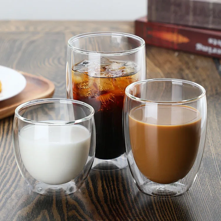 Handmade glassware tea juice water drink double wall glass reusable coffee cup
