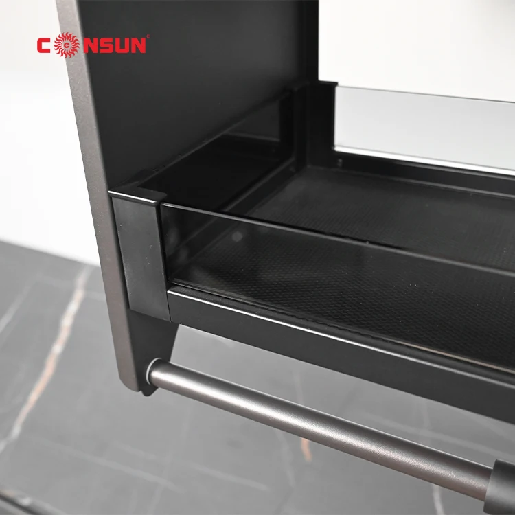 Kitchen Storage Accessories Modern Metal Iron Lift Basket Adjustable Pull-Down Shelves Cabinet Elevator Basket