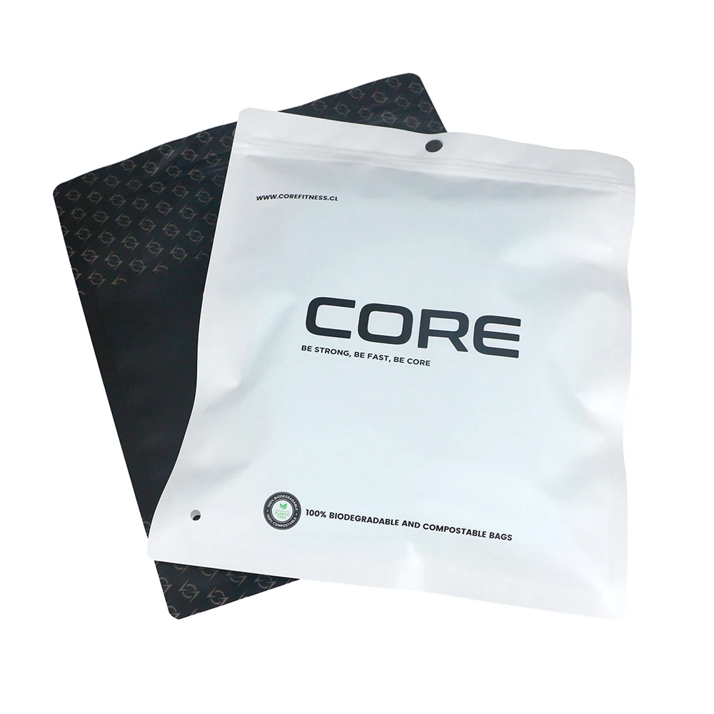 Fully Degradable PLA Plastic Kraft Paper Bag Zipper Custom Size Clothing Packaging Garment Storage Biodegradable Storage Bags