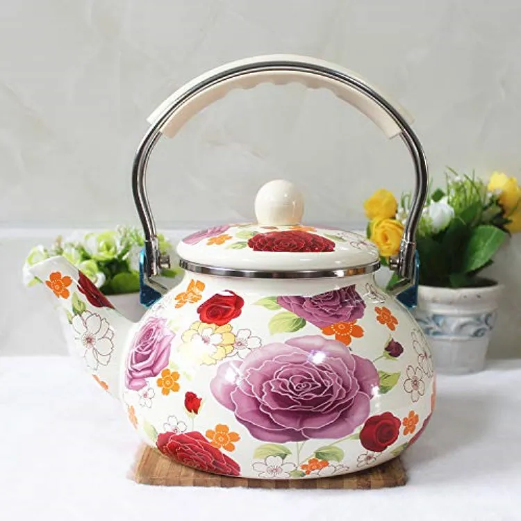 20l flowers eagle enamel coated camping coffee kettle with stainless steel rim