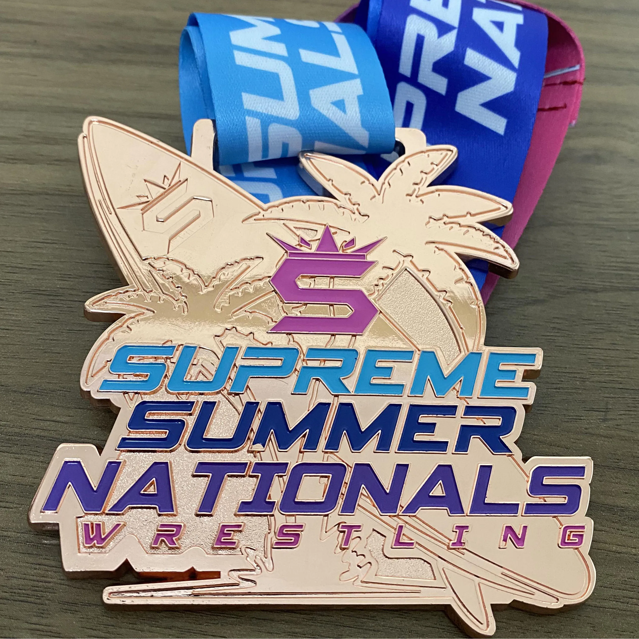 Wholesale customizes golden wrestling medals judo karate metal awards sport custom race catholic basketball medals