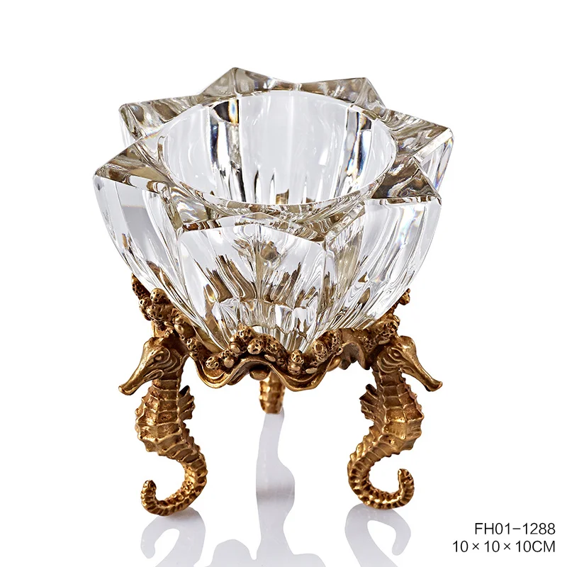 European home decoration metal with glass flower vase set fruit plate soft decoration pieces modern for living room