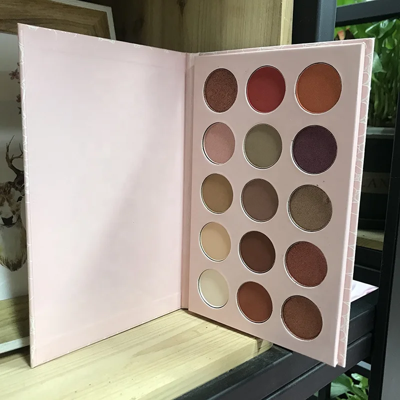 Best quality custom eyeshadow palette 15 colors talc free pink eyeshadow packaging