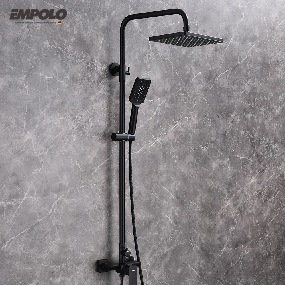 Empolo Bathroom Products Modern Brass Hot And Cold Faucet Rainfall Shower Set Bath Room Mixer Head Rain Shower Mixer Set