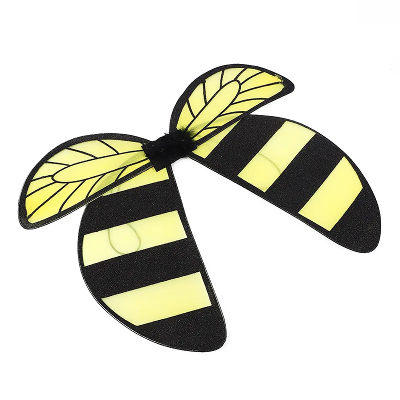 Hot Sale Bee Cosplay Wing Costume Bumblebee Wings for Kids Honeybee Fancy Dress Up Yellow Holiday Birthday Party Decorations