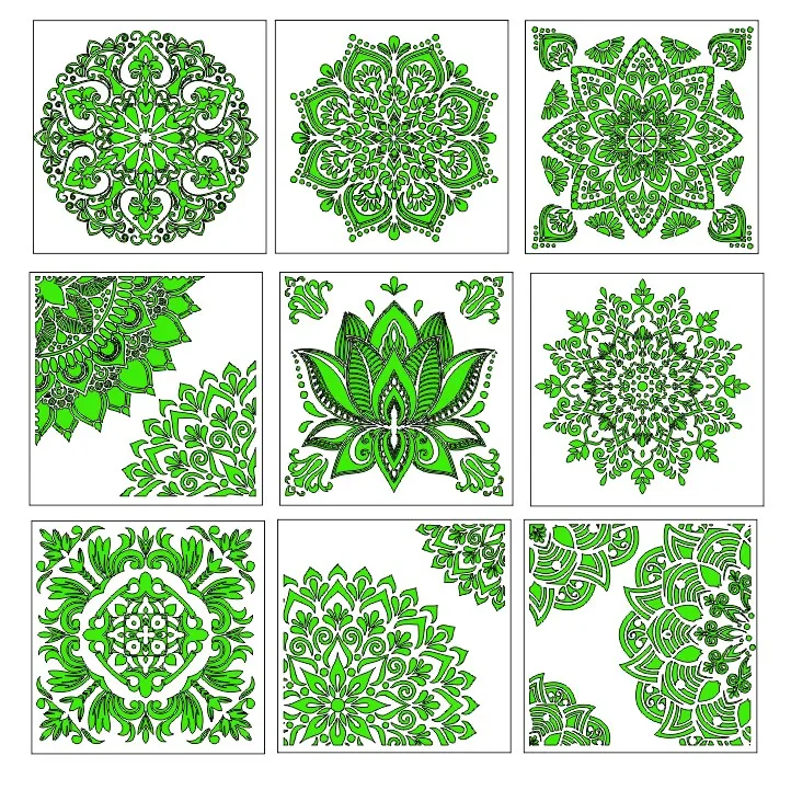 Fashion New Amazon  laser cut PET plastic custom large wall paint airbrush mandala stencils wall stencil templates