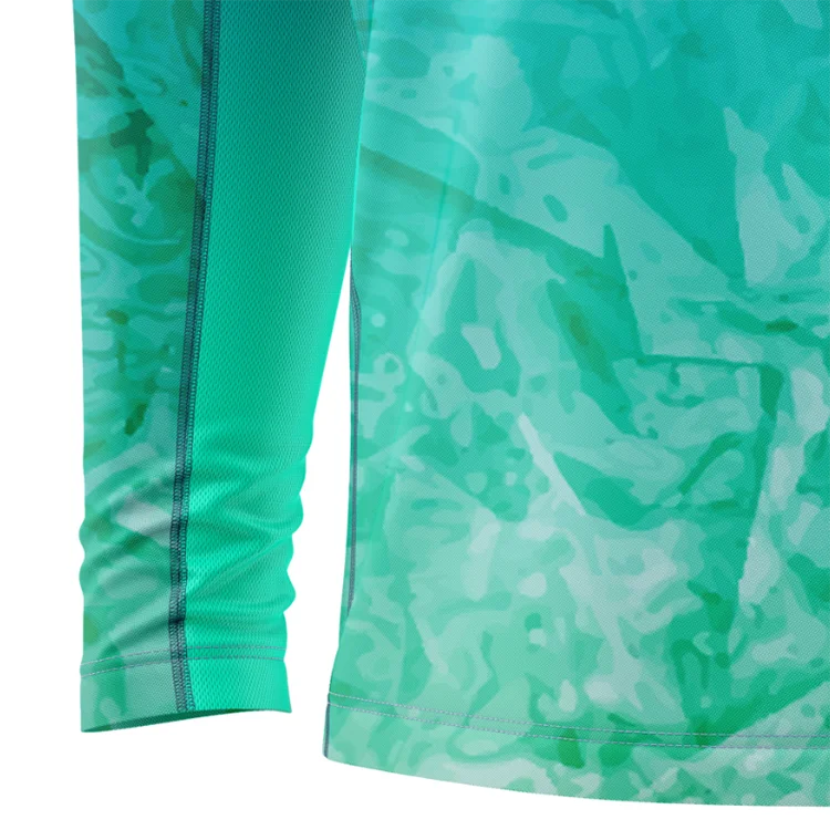 UPF50 Anti-Uv Customized Fishing Shirt Design Sublimated Fishing Hunting Jersey Wear Summer Mens Fishing Apparel