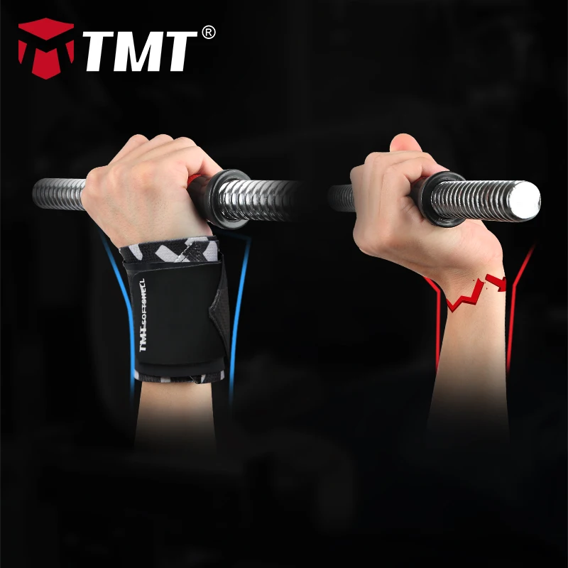 TMT Double Pressure Gym Wrist Support Wraps Dumbbells Weights Kettle-bell Equipment for Sports Training Wristbands