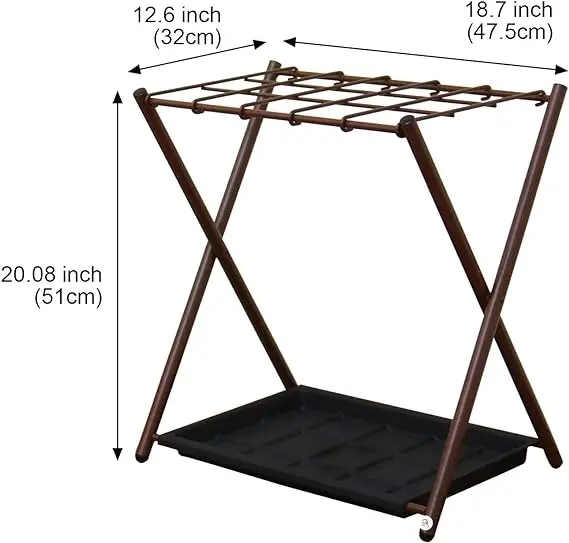 LIFE Folding Umbrella Storage Stand Rack Holder Organizer Bin for Entryway Home Commercial Office Decor with Drip Tray