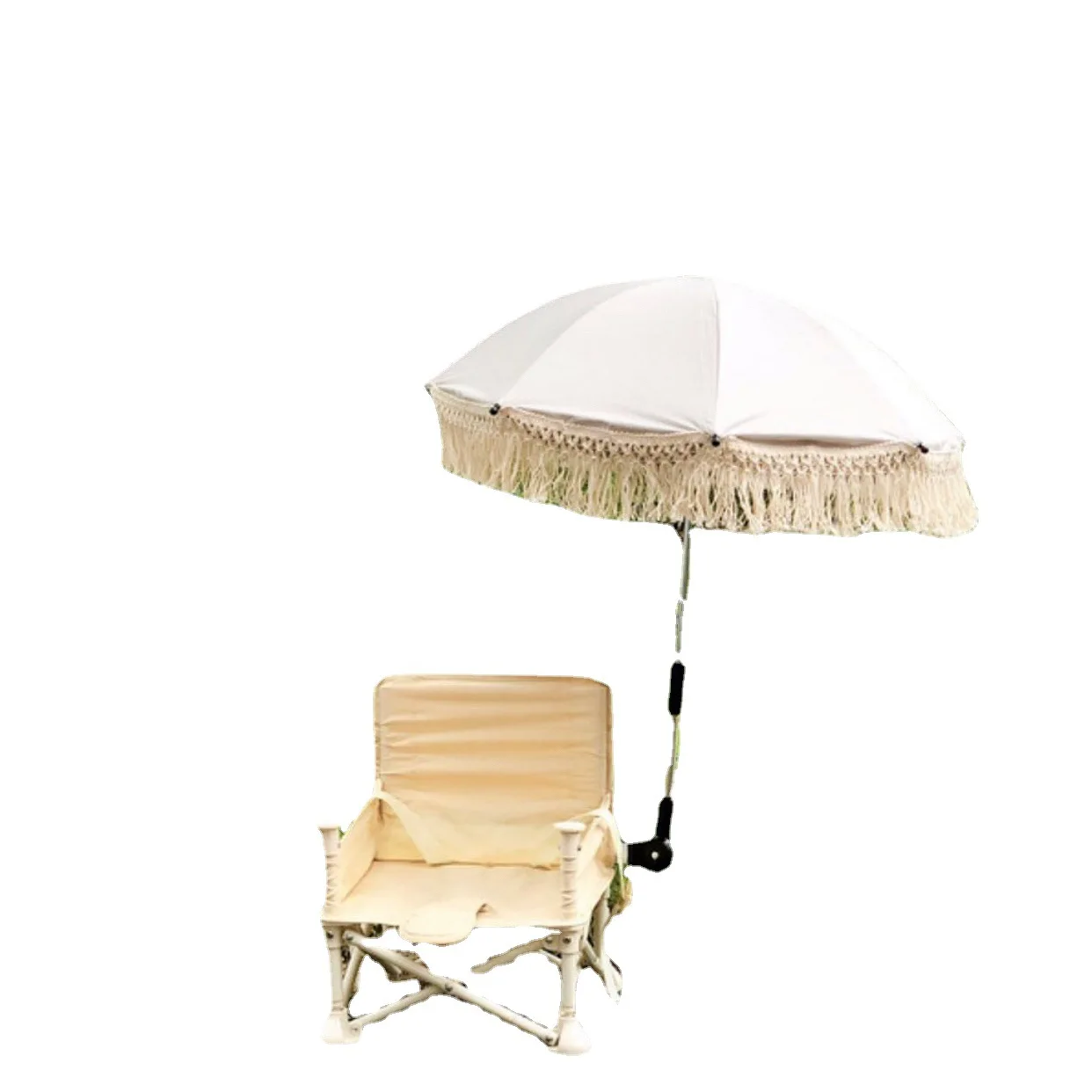 
Ins Lace Bohemia Kids Outdoor Beach Umbrella Stroller Clamp Umbrella Mount Sun Cover Adjustable Metal Rod Holder Rotating 