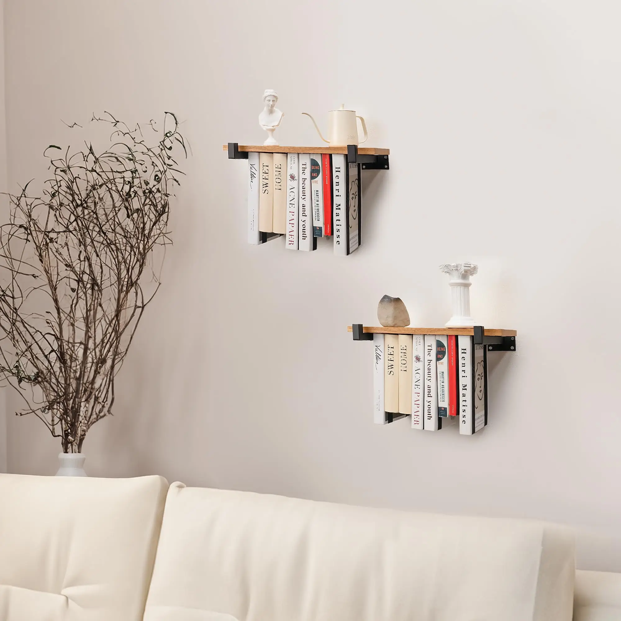 New Design Desktop Wood Bookshelf And Display Rack With Wooden Bookend For Office, Home Decor, Kitchen Countertop
