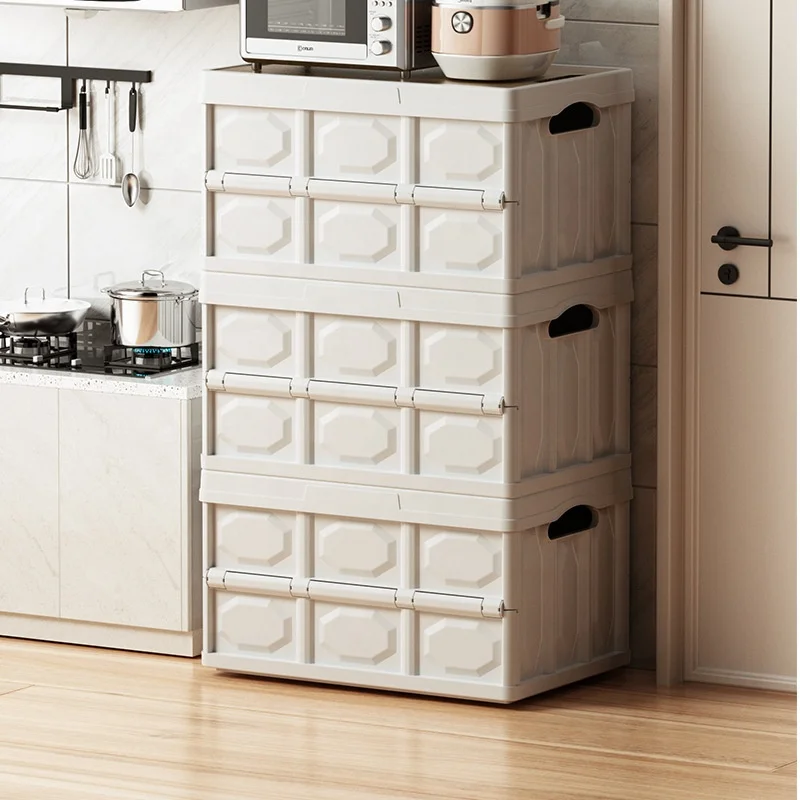 Outdoor 30L 50L Car Luggage Foldable Grocery Storage Basket Folding Wooden Lid Camping Box